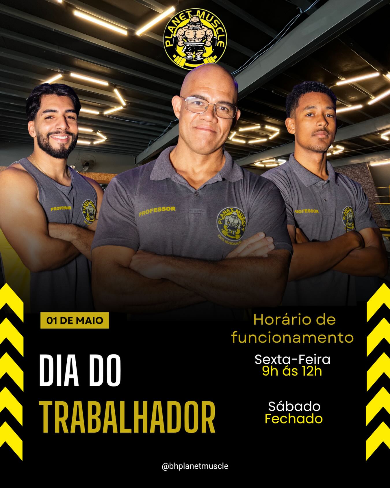Professores da Planet Muscle no salão de musculação